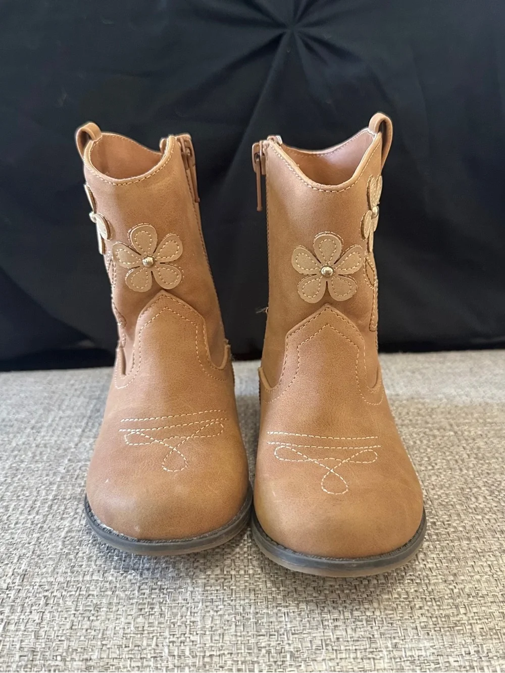 Source Unknown Tan Floral Kids Western Boots